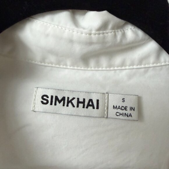 SOLD!! SIMKHAI Blythe White Cotton Poplin Button Front Crop Shirt Size S - Picture 4 of 6